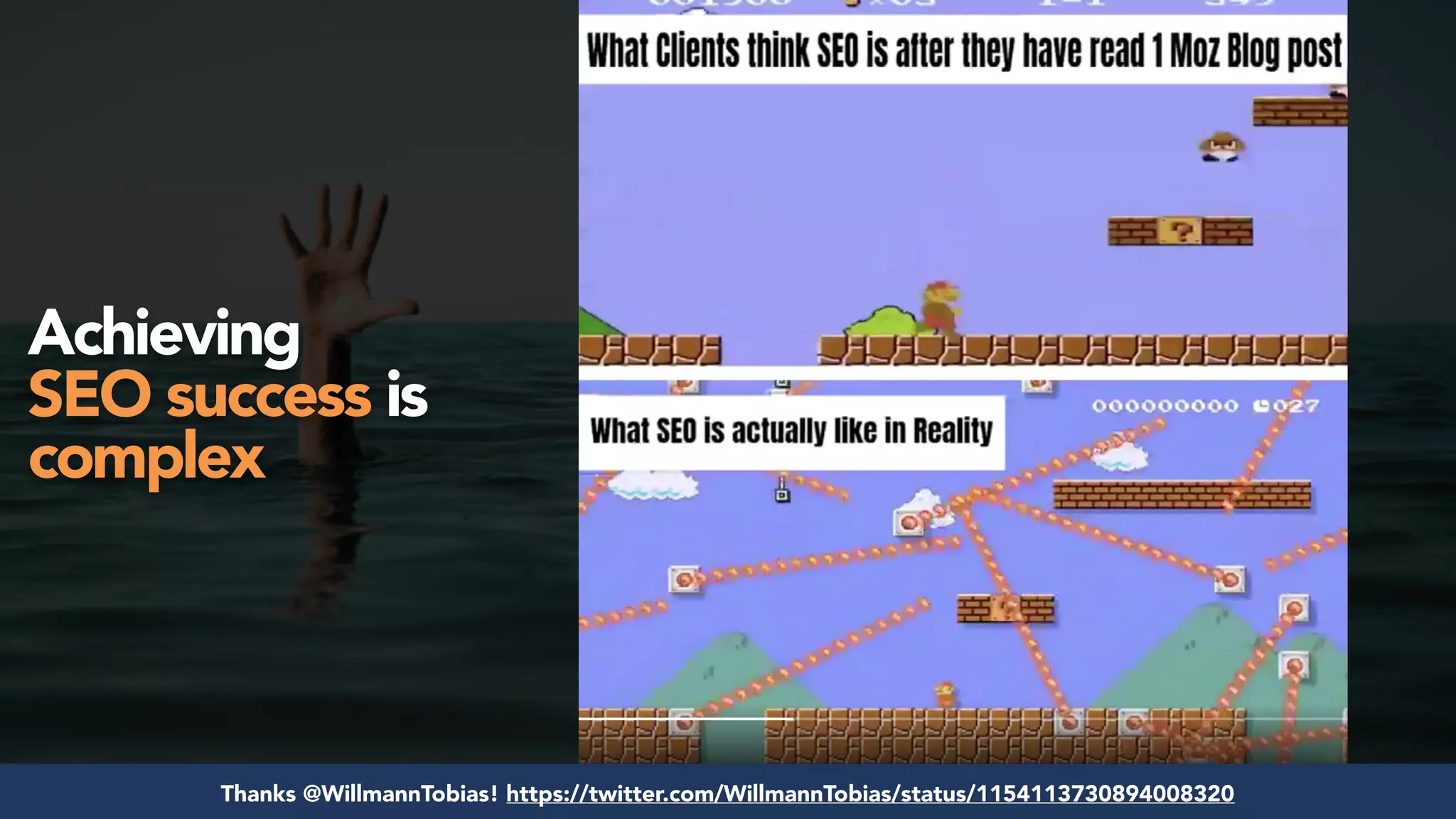 #seosuccess by @aleyda from @orainti for #brightonseoThanks @WillmannTobias! https://twitter.com/WillmannTobias/status/1154113730894008320
Achieving
SEO success is
complex
 