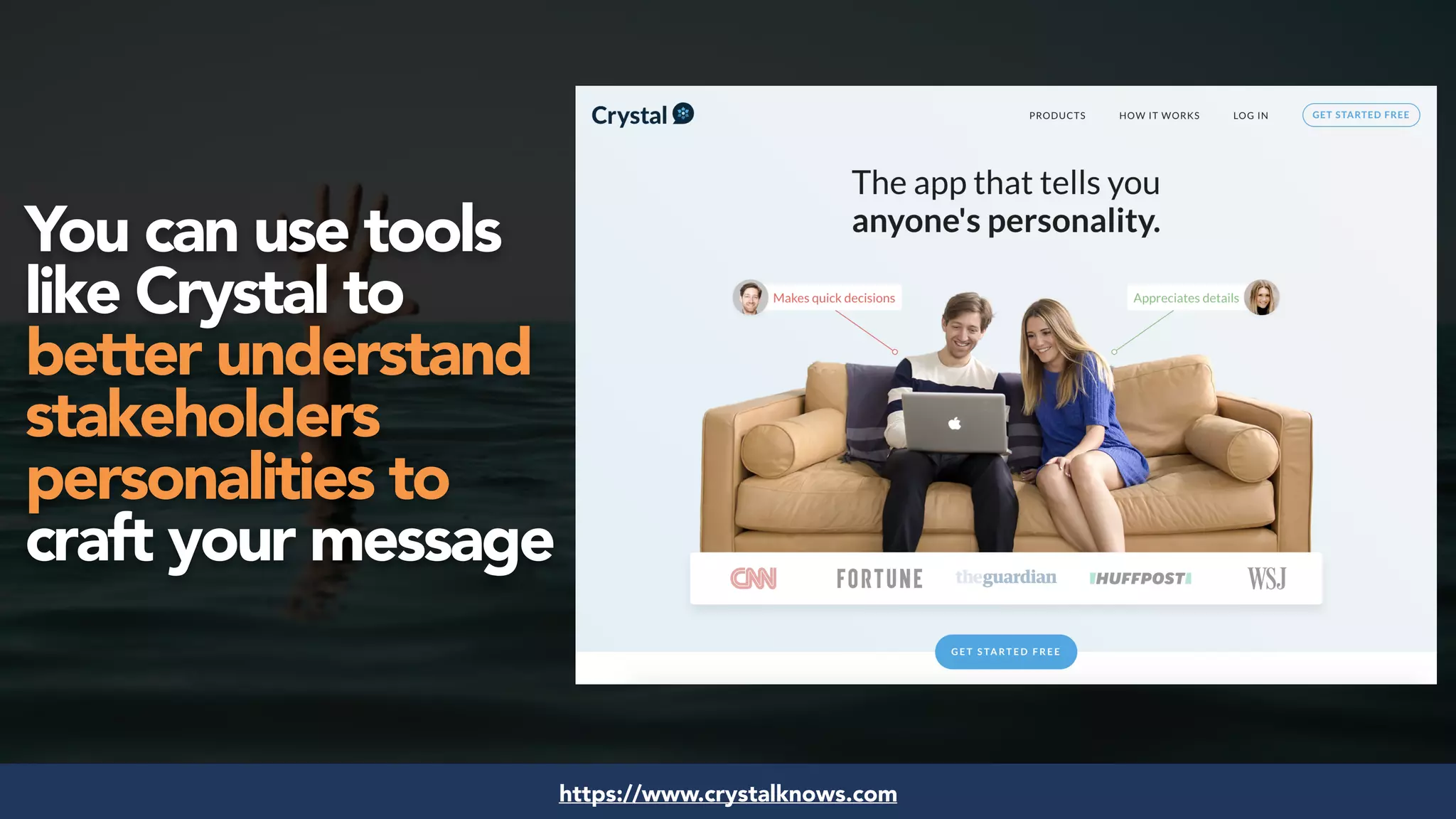 #seosuccess by @aleyda from @orainti for #brightonseohttps://www.crystalknows.com
You can use tools
like Crystal to
better understand
stakeholders
personalities to
craft your message
 