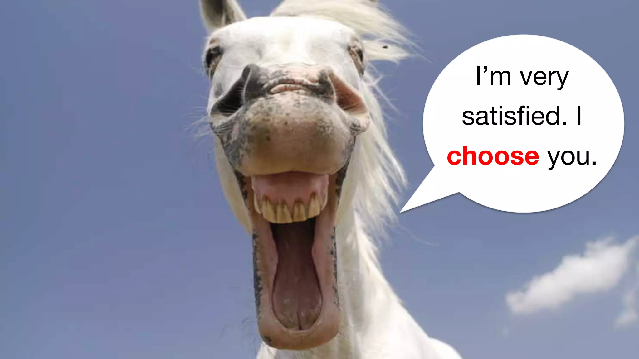 I’m very
satisﬁed. I
choose you.
 