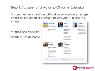 Step 2: Facebook Graph API & SeoTools for Excel
=JsonPathOnUrl("https://graph.facebook.com/username","id")
 