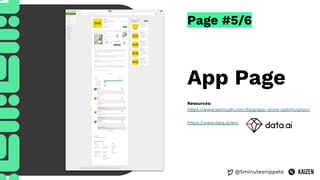 @5minutesnippets
Page #5/6
App Page
Resources:
https://www.semrush.com/blog/app-store-optimization/
https://www.data.ai/en/
 