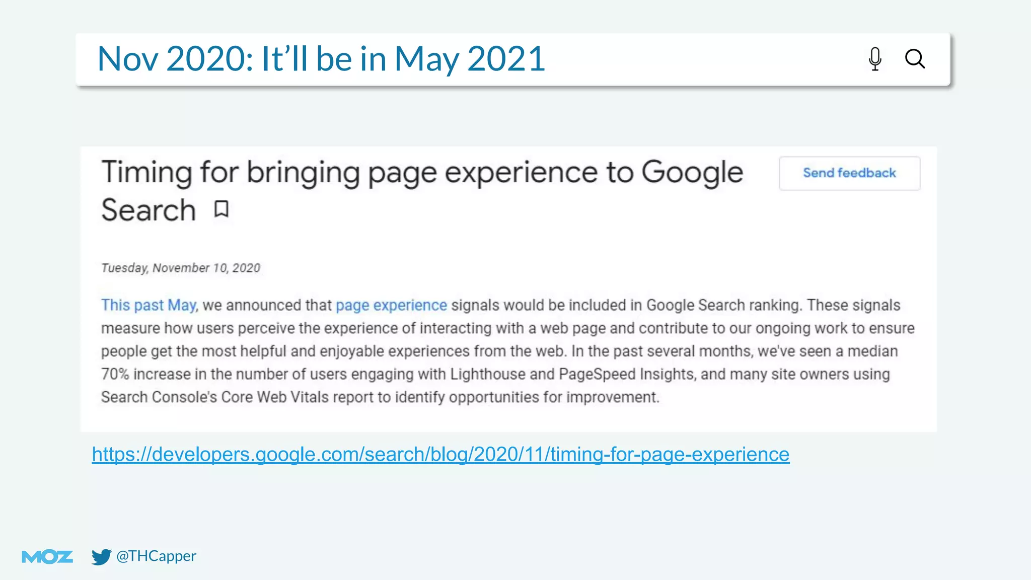 @THCapper
Nov 2020: It’ll be in May 2021
https://developers.google.com/search/blog/2020/11/timing-for-page-experience
 