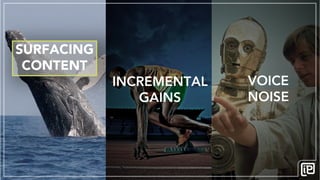 SURFACING
CONTENT
SURFACING
CONTENT
INCREMENTAL
GAINS
VOICE
NOISE
 