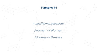 Pattern #1
https://www.asos.com
/women -> Women
/dresses -> Dresses
 