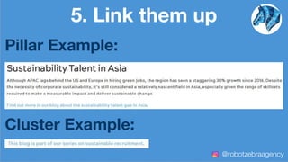 5. Link them up
Pillar Example:
Cluster Example:
@robotzebraagency
 