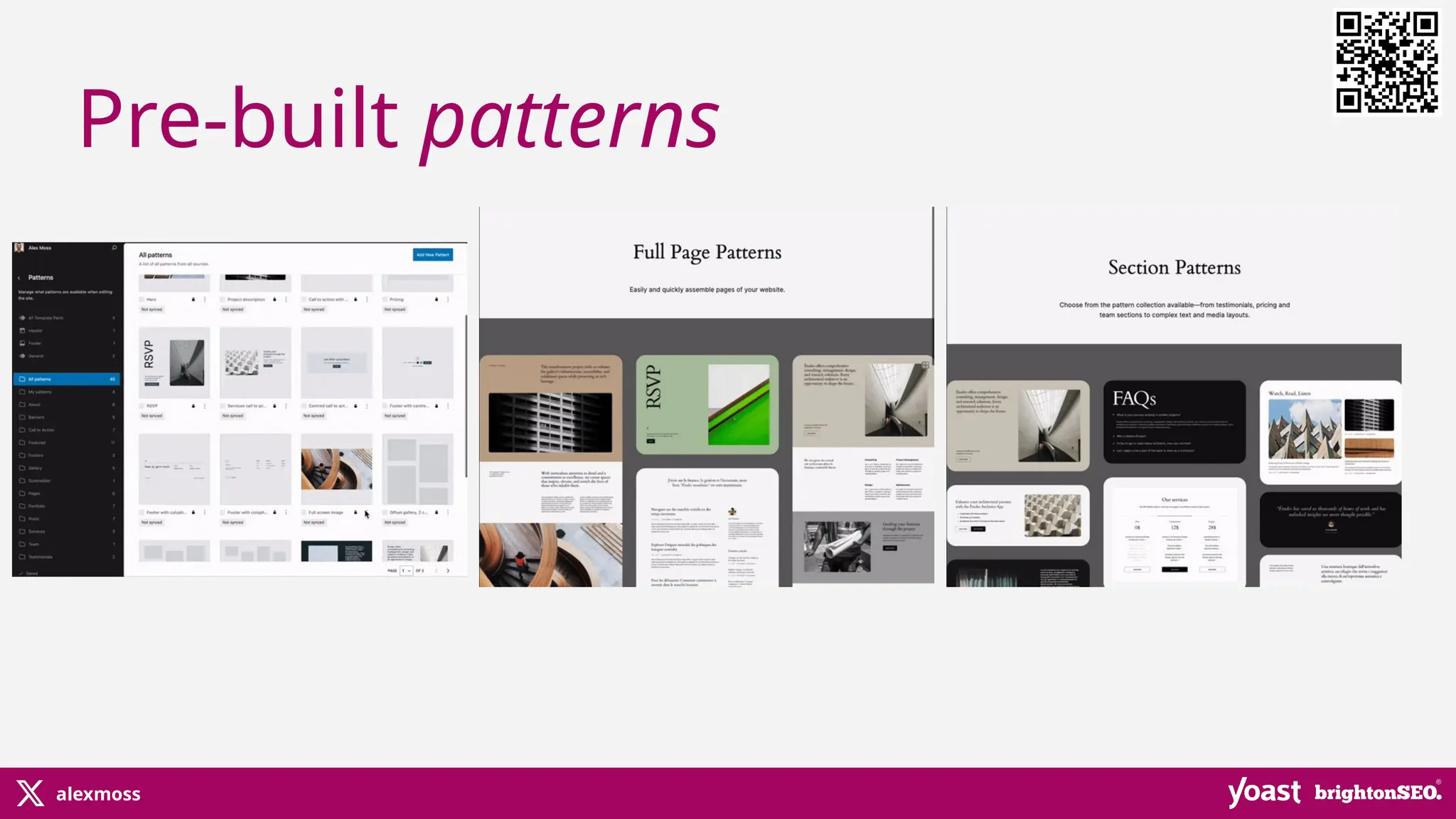 alexmoss
Pre-built patterns
 