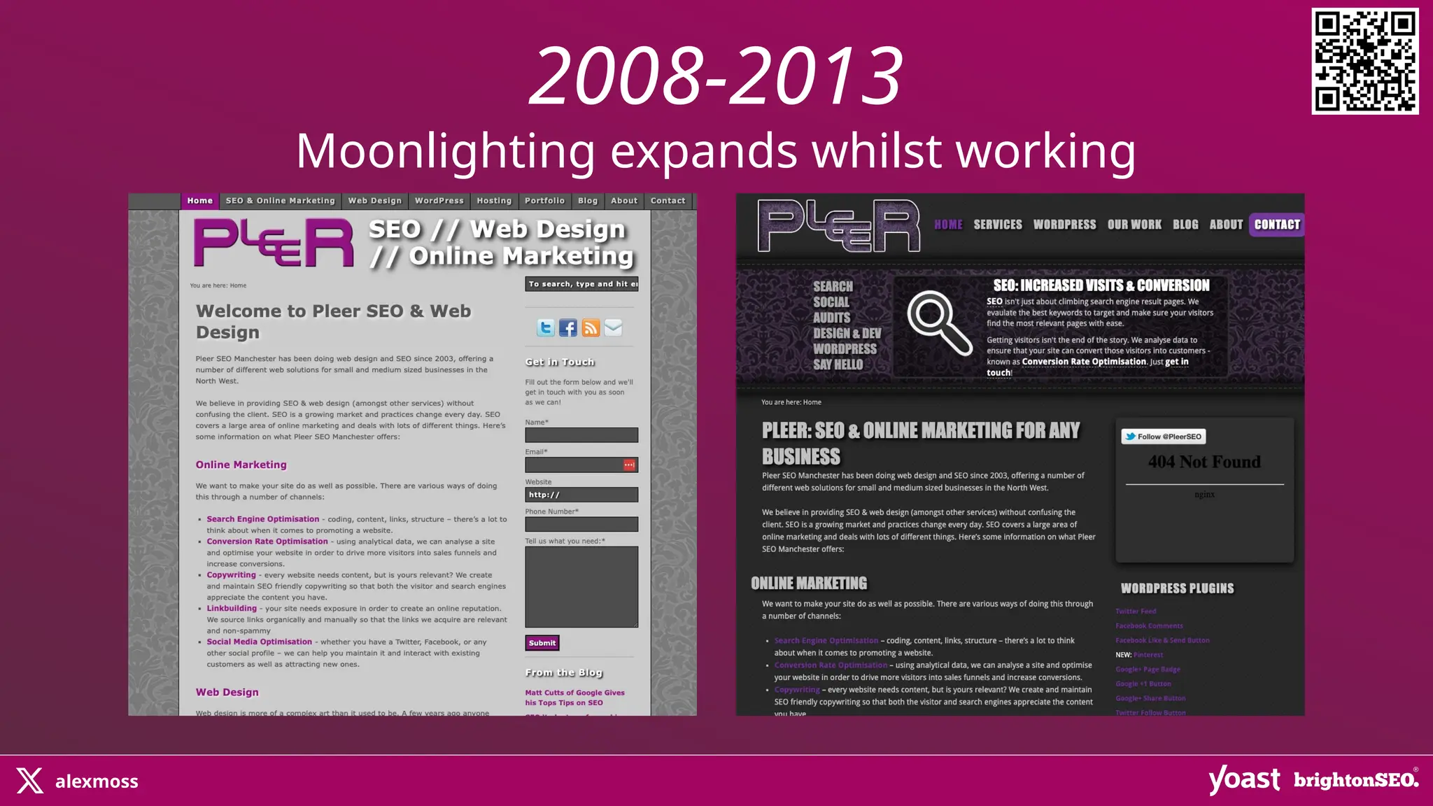 alexmoss
2008-2013
Moonlighting expands whilst working
 
