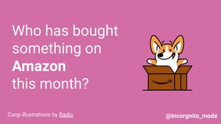 Who has bought
something on
Amazon
this month?
Corgi illustrations by Radio @incorgnito_mode
 