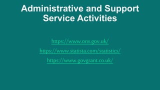 Administrative and Support
Service Activities
https://www.ons.gov.uk/
https://www.statista.com/statistics/
https://www.gov...