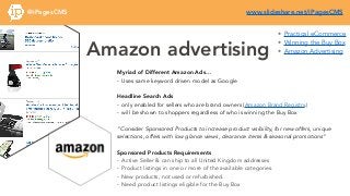 Amazon advertising
Myriad of Different Amazon Ads…
- Uses same keyword driven model as Google
Headline Search Ads
- only e...