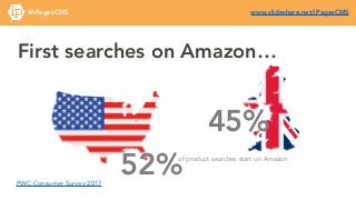 @iPagesCMS
slideshare.net/
52%
45%
of product searches start on Amazon
First searches on Amazon…
PWC Consumer Survey 2017
...