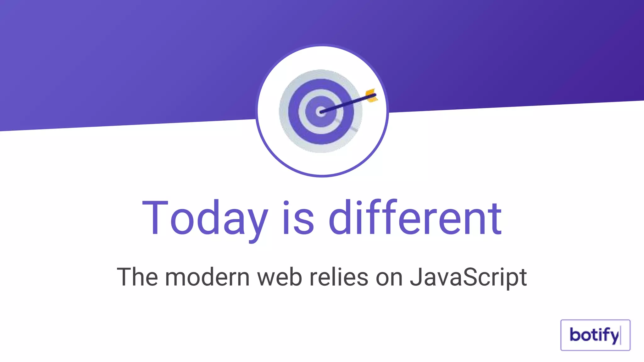 The modern web relies on JavaScript
Today is different
 