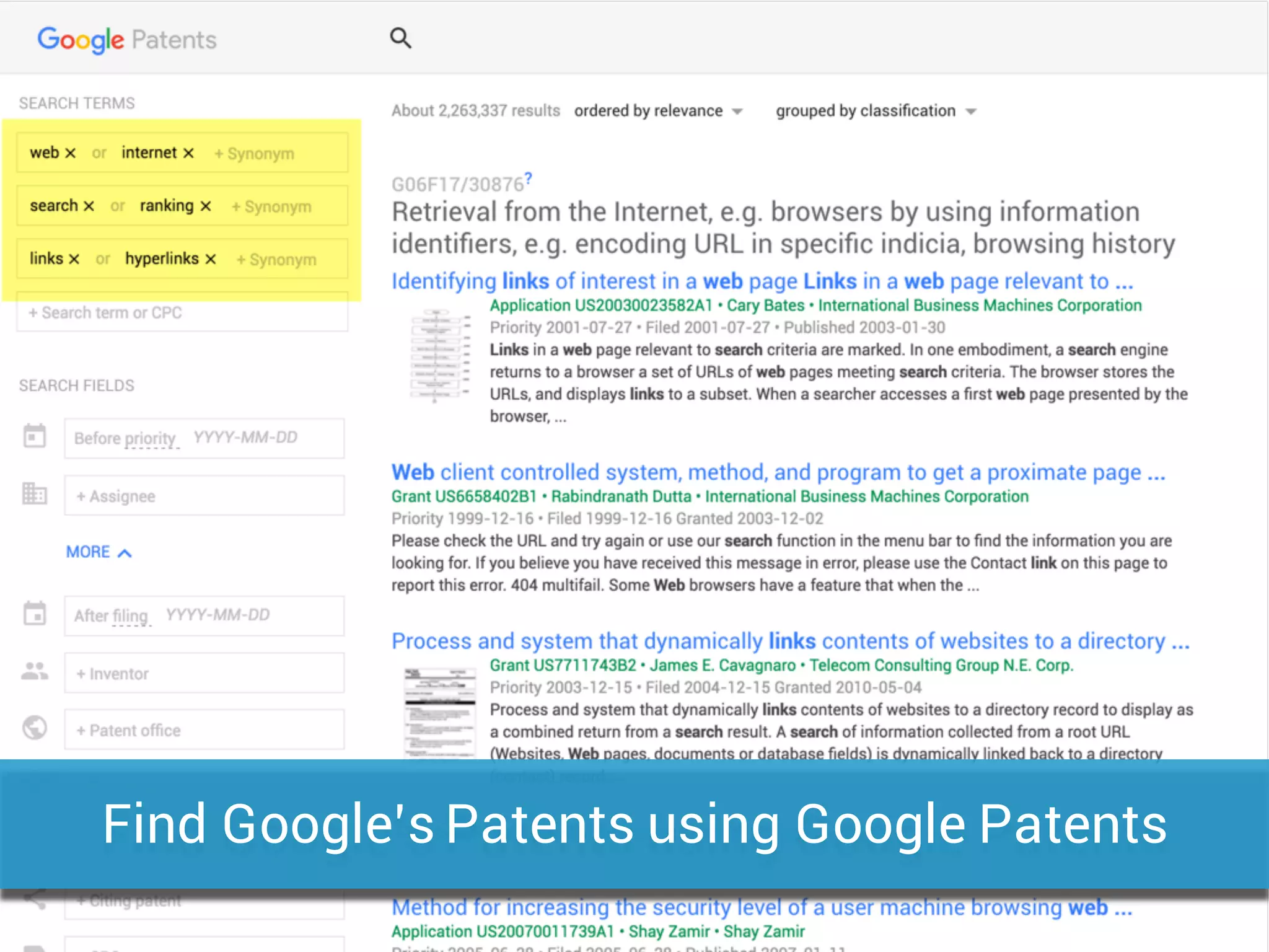 Find Google’s Patents using Google Patents
 