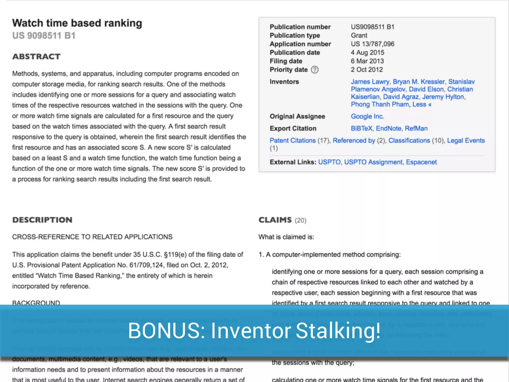 BONUS: Inventor Stalking!
 