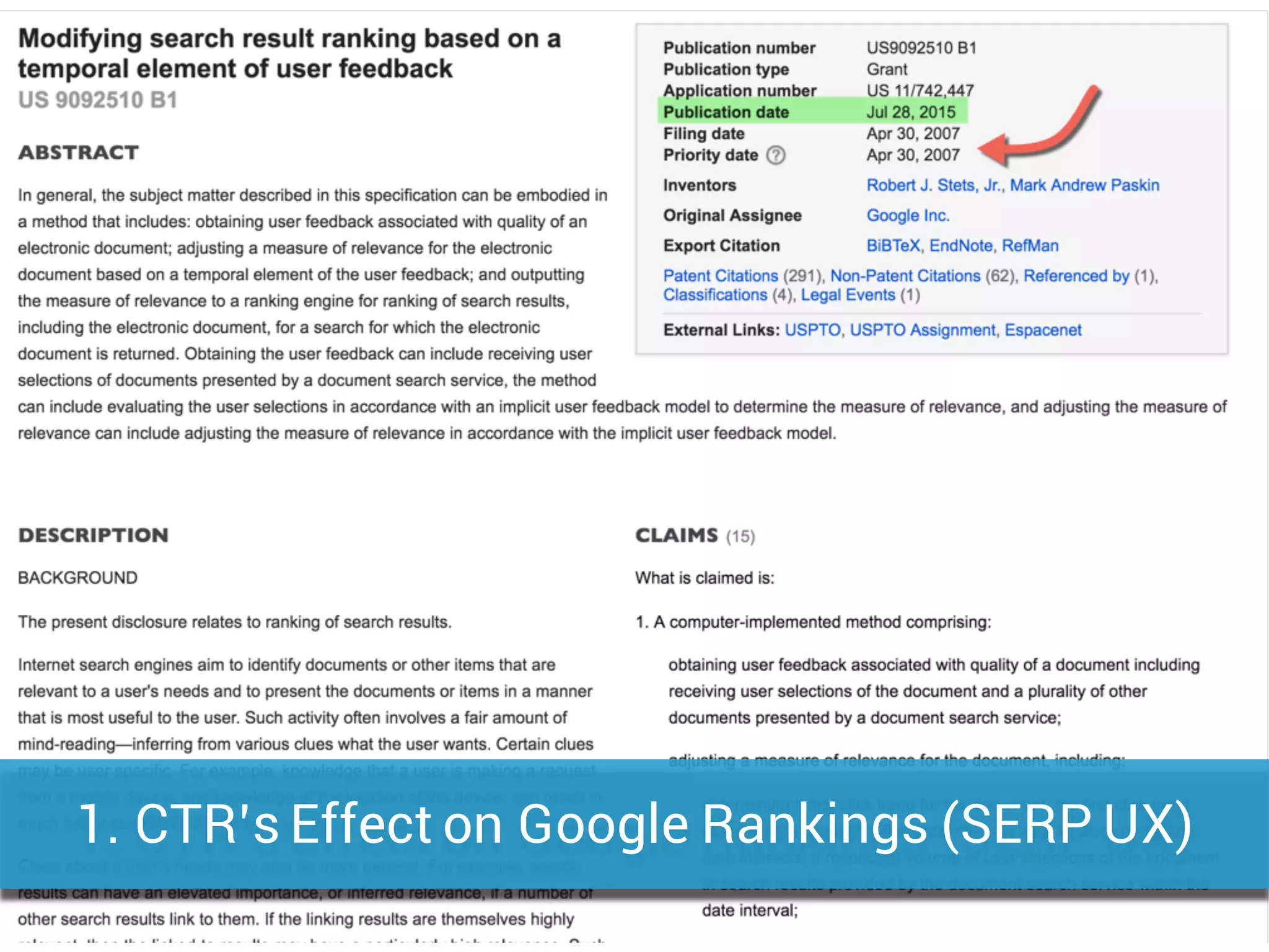 1. CTR’s Effect on Google Rankings (SERP UX)
 