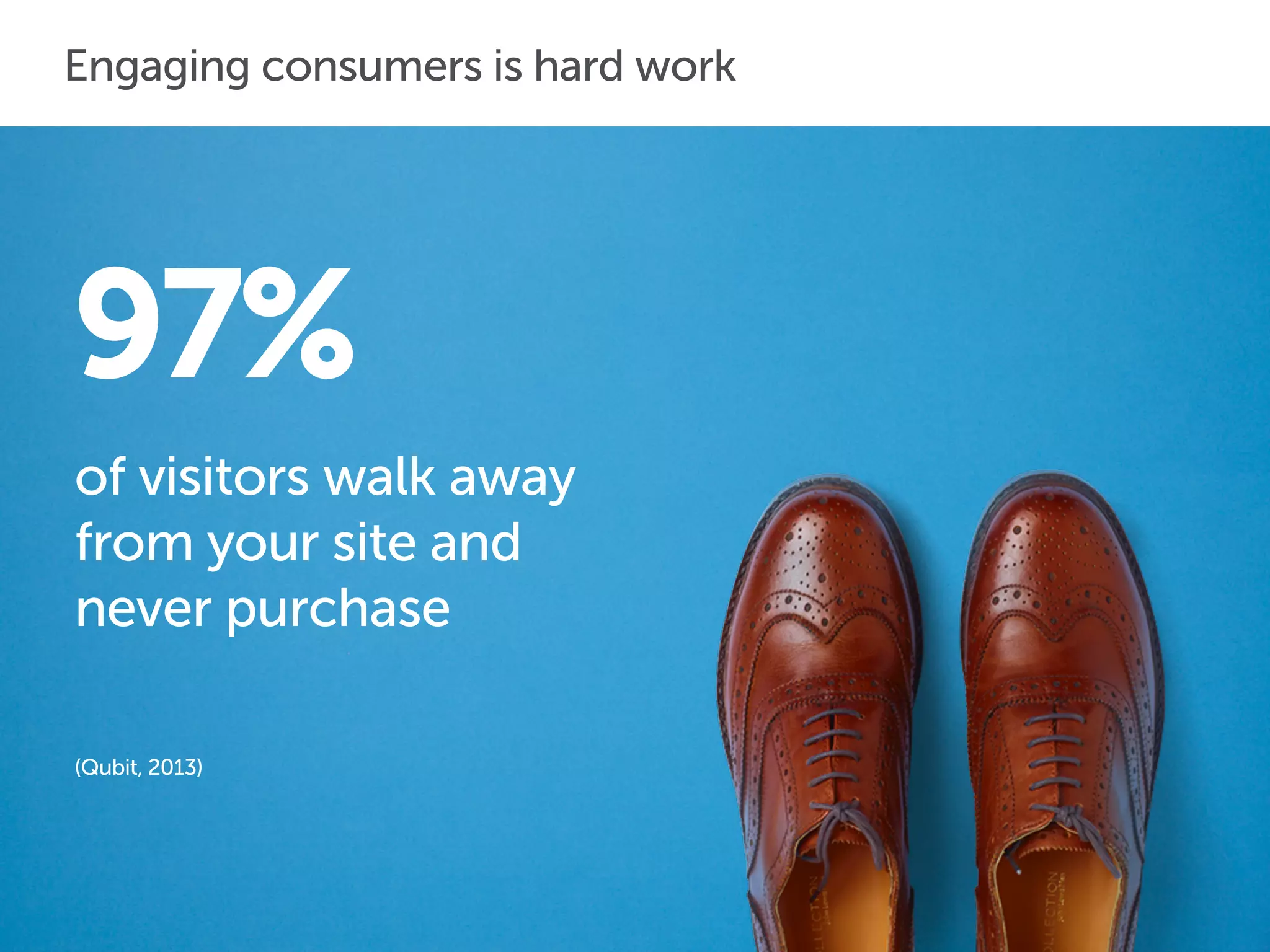 97%
of visitors walk away
from your site and
never purchase
(Qubit, 2013)
Engaging consumers is hard work
 
