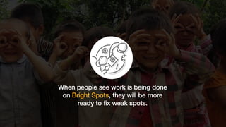 When people see work is being done
on Bright Spots, they will be more
ready to fix weak spots.
 