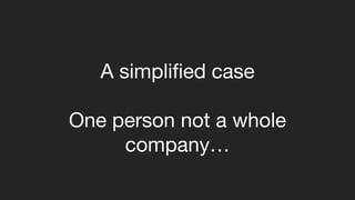 A simplified case
One person not a whole
company…
 