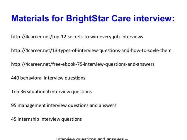 star sample interview questions