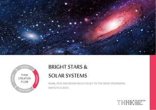 BRIGHT STARS &
SOLAR SYSTEMS
RANK,PICKANDREMIX IDEASTOGETTOTHEMOST PROMISING,
IMPACTFUL IDEA
1
 