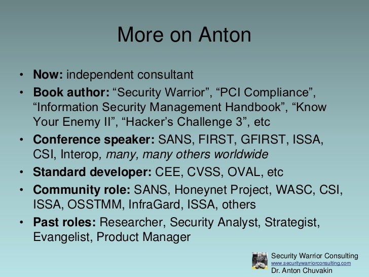 Security Warrior: Know Your Enemy