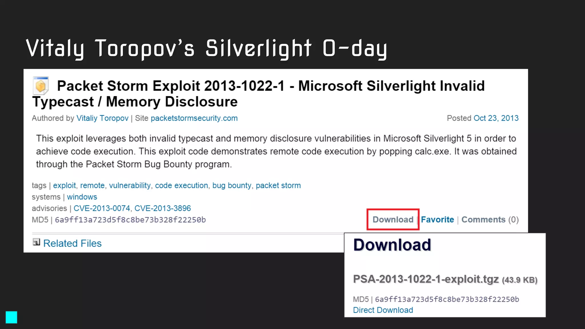 Vitaly Toropov’s Silverlight 0-day
 