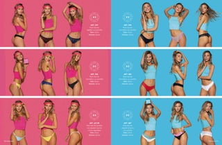 ART. 598
Pack less de
microfibra con puntilla
Talle: Único
Colores: Varios
ART. 583
Pack less de
microfibra con puntilla
Talle: Único
Colores: Varios
ART. 587
Pack less de
algodón & lycra
con puntilla
Talle: Único
Colores: Varios
ART. 597
Pack less de
algodón con puntilla
Talle: Único
Colores: Varios
ART. 596
Pack less de
microfibra con puntilla
Talle: Único
Colores: Varios
ART. 601/M
Pack less de puntilla
con algodón interno
y tiras regulables
Talle: Único
Colores: Varios
78 | Underwear Underwear | 79
 