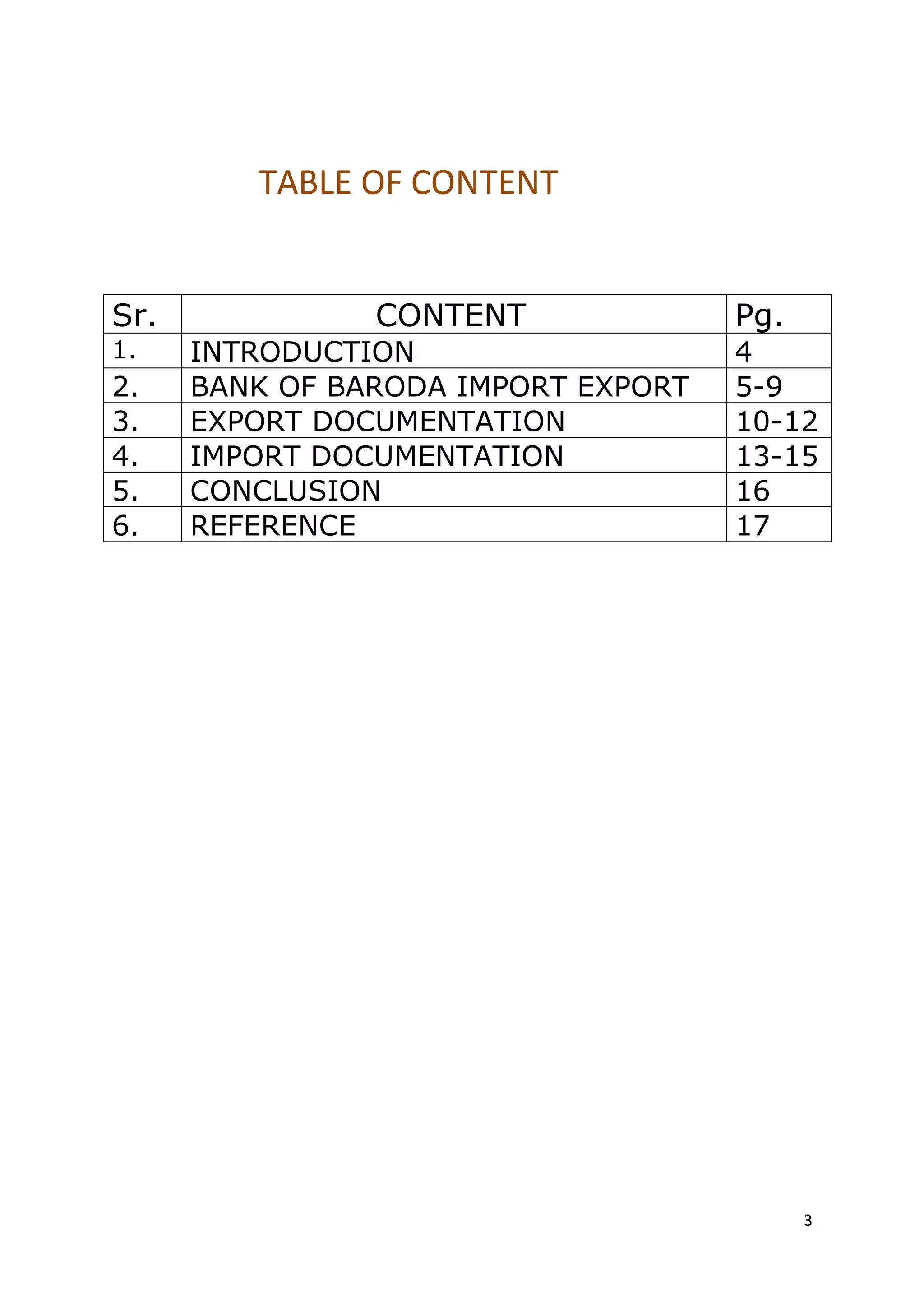 Brijal's report on import n export