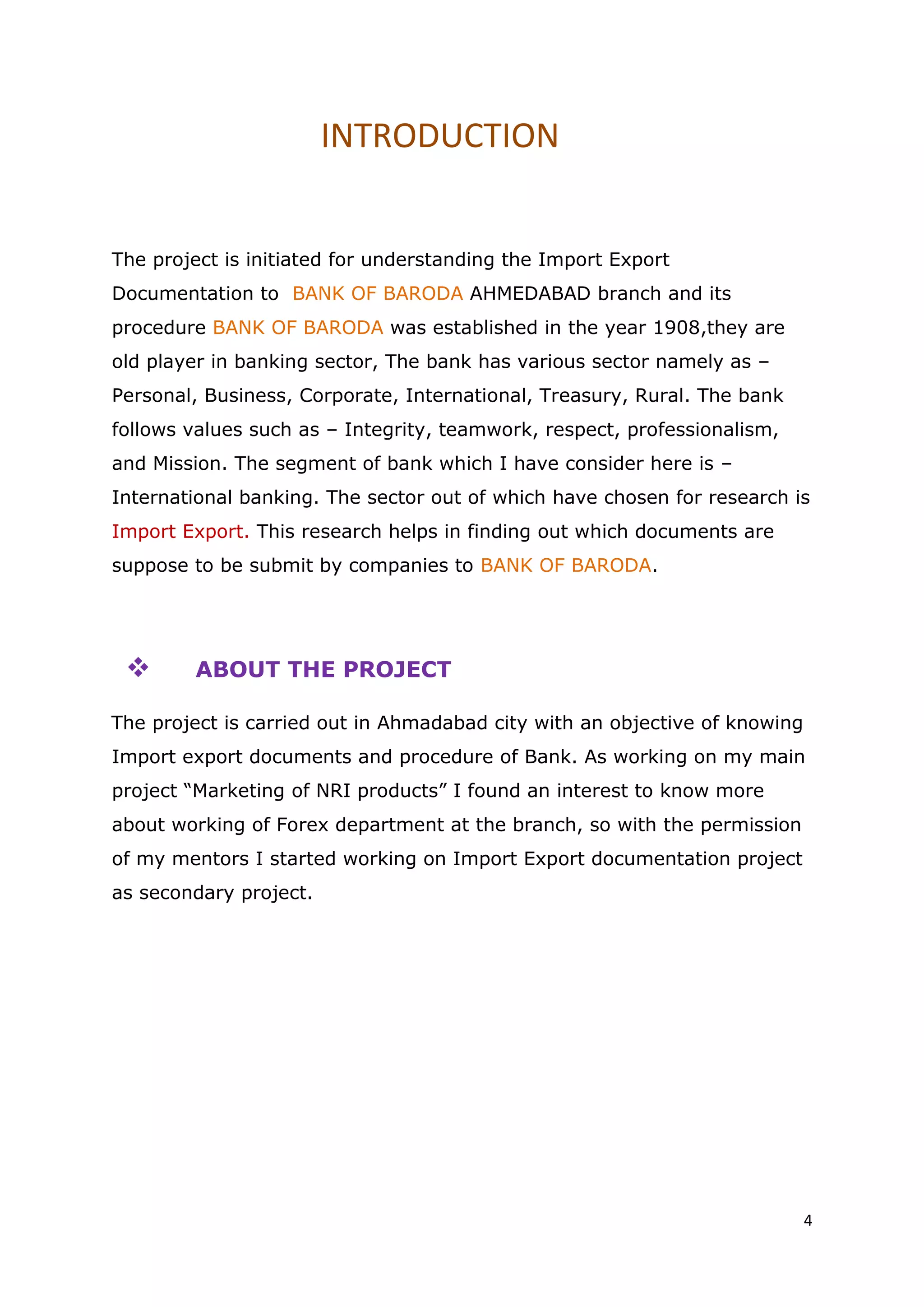 Brijal's report on import n export