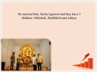 He married Smt. Sarita Agrawal and they have 3
children: Abhishek, Shubhkriti and Aditya.
 