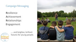 CampaignMessaging
Resilience
Achievement
Relationships
Engagement
…. and brighter, brilliant
futures for young people.
 