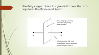 Identifying a region closest to a given lattice point than to its
neighbor in One Dimensional Space:
 