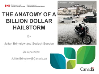 THE ANATOMY OF A
BILLION DOLLAR
HAILSTORM
By
Julian Brimelow and Sudesh Boodoo
26 June 2020
Julian.Brimelow@Canada.ca
Candeena Langen
 