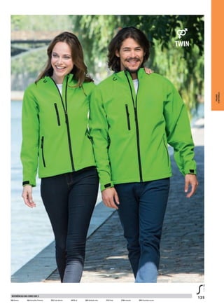 125
POLARES
ESOFTSHELLS
102 Branco 162Vermelho Pimenta 232 Azul abismo 241Re al 265Verdeab sinto 312 Preto 370A ntracite 394 Chocolate escuro
REFERÊNCIAS DAS CORES SOL’S
 