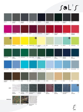 241
g
g
g g
g
g
g
g g g
385GRAFITE 384CINZENTO
ESCURO
381CINZENTO
RATINHO
370ANTRACITE 372ARDÓSIA
ESCURA
314PRETO LAVADO 373ANTRACITE
ESCURO
312PRETO386CINZA TITÂNIO
145VERMELHO 160VERMELHO
FLAMENCO
140FUSHIA 150CHILI 164BORDO MÉDIO146BORDO 154VERMELHO
TANGO
155VERMELHO
CARMIN
142FRAMBOESA
301AMARELO 302LIMÃO 261AMARELO
CLARO
273TÍLIA 274VERDE JADE306AMARELO FLUO 280VERDE MAÇÃ305MEL 285MENTOL
275VERDE GOLFE 266VERDE
FLORESTA
263VERDE ABETO 279VERDE LAVADO 264VERDE
GARRAFA
277VERDE ESCURO 316/318AZUL
MARINHO
319AZUL
PROFUNDO
317PRO AZUL
MARINHO
229AZUL COBALTO 230AZUL MEDIO 320TURQUESA 225AZUL ATOL321AQUA 219CÉU BRILHANTE 200/220/221AZUL CÉU 245AZUL GLACIAR233AZUL ANTIGO
397TERRA399CASTANHO
ESCURO
269TROPA 330ZINCO 268KHAKI 123CORDA 115AREIA 118DUNA 114BEGE
300BRANCO
MATIZADO
350/360CINZENTO
MATIZADO
349CINZA MATIZADO
PROFUNDO
348ANTRACITE
MATIZADO
144BORDO
MATIZADO
322AZUL MARINHO
MATIZADO
236AZUL
MATIZADO
243DENIM
MATIZADO
URZE
IMPRESSO
926CAMOUFLADO 994RISCAS PRETAS /
BRANCAS
986CAMO
 