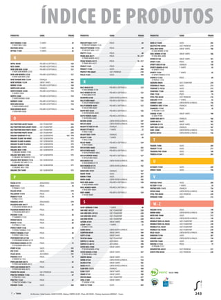 243
N
O
P
R
S
T
U
V
W - Z
T TWIN=
MUSTWOMEN-11402 -----------------------------T-shirTs --------------------------------------------------------29
T MUsT MEN-11403
MUSTANG-00582-------------------------------------T-shirTs --------------------------------------------------------38
MYTHIC-11400----------------------------------------T-shirTs --------------------------------------------------------36
NEPAL-00588-------------------------------------------POLArEs & sOFTshELLs-------------------------------120
NESS-56000---------------------------------------------POLArEs & sOFTshELLs-------------------------------118
NEW LOOK MEN-52500---------------------------POLArEs & sOFTshELLs-------------------------------121
T NEWLOOKWOMEN-52550
NEWLOOKWOMEN-52550---------------------POLArEs & sOFTshELLs-------------------------------121
T NEW LOOK MEN-52500
NEW SUPREME KIDS-13249 -------------------CriANÇAs-----------------------------------------------------164
NEW SUPREME-13250----------------------------sWEAT-shirTs---------------------------------------------103
NORDIC-55500 ----------------------------------------POLArEs & sOFTshELLs-------------------------------120
NORTH KIDS-00589---------------------------------CriANÇAs-----------------------------------------------------165
NORTHWOMEN-54500---------------------------POLArEs & sOFTshELLs-------------------------------114
T NOrTh-55000
NORTH-55000------------------------------------------POLArEs & sOFTshELLs-------------------------------114
T NOrThWOMEN-54500
NORWAY-51000---------------------------------------POLArEs & sOFTshELLs-------------------------------119
NOVA MEN-00586 -----------------------------------POLArEs & sOFTshELLs-------------------------------116
T NOVAWOMEN-00587
NOVAWOMEN-00587------------------------------POLArEs & sOFTshELLs-------------------------------116
T NOVA MEN-00586
OLDTRAFFORD JACKET-90400 ---------------sOL’sTEAMsPOrT ----------------------------------------236
OLDTRAFFORD KIDS JACKET-90401-------sOL’sTEAMsPOrT ----------------------------------------236
OLDTRAFFORD KIDS PANTS-90501-------sOL’sTEAMsPOrT ----------------------------------------236
OLDTRAFFORD PANTS-90500----------------sOL’sTEAMsPOrT ----------------------------------------236
ORGANIC BAMBINO-01192---------------------sOL’s GENErATiON ------------------------------161 - 170
ORGANIC ISLAND 100-89005------------------sOL’s GENErATiON ---------------------------------------173
ORGANIC ISLAND 50-89003--------------------sOL’s GENErATiON ---------------------------------------173
ORGANIC ISLAND 70-89004--------------------sOL’s GENErATiON ---------------------------------------173
ORGANIC KIDS-11978-----------------------------sOL’s GENErATiON ---------------------------------------170
ORGANIC MEN-11980------------------------------sOL’s GENErATiON ---------------------------------------171
T OrGANiCWOMEN-11990
ORGANIC REEF MEN-11319 --------------------sOL’s GENErATiON ---------------------------------------172
T OrGANiC rEEFWOMEN-11318
ORGANIC REEFWOMEN-11318---------------sOL’s GENErATiON ---------------------------------------172
T OrGANiC rEEF MEN-11319
ORGANICWOMEN-11990------------------------sOL’s GENErATiON ---------------------------------------171
T OrGANiC MEN-11980
ORGANIC ZEN-76900-------------------------------sOL’s GENErATiON ---------------------------------------173
PACHA-01191------------------------------------------ATOALhADOs------------------------------------------------179
PACK-11313---------------------------------------------PÓLOs-------------------------------------------------------------74
T PANACh-11329
PALACE-89100-----------------------------------------ATOALhADOs------------------------------------------------179
PALLADIUM-11418 ---------------------------------PÓLOs-------------------------------------------------------------72
PANACH-11329----------------------------------------PÓLOs-------------------------------------------------------------74
T PACK-11313
PARADISE-89101-------------------------------------ATOALhADOs------------------------------------------------179
PASADENA MEN-00577---------------------------PÓLOs-------------------------------------------------------------65
T PAsADENAWOMEN-00578
PASADENAWOMEN-00578---------------------PÓLOs-------------------------------------------------------------65
T PAsADENA MEN-00577
PASSION-11338---------------------------------------PÓLOs-------------------------------------------------------------56
T sUMMEr ii-11342
PATRIOT-00576----------------------------------------PÓLOs-------------------------------------------------------------64
PEOPLE-11310-----------------------------------------PÓLOs-------------------------------------------------------------60
T sPriNG ii-11362
PERFECT MEN-11346------------------------------PÓLOs-------------------------------------------------------------58
T PErFECTWOMEN-11347
PERFECTWOMEN-11347 ------------------------PÓLOs-------------------------------------------------------------58
T PErFECT MEN-11346
PERFORMER MEN-01180------------------------PÓLOs-------------------------------------------------------------73
T PErFOrMErWOMEN-01179
PERFORMERWOMEN-01179------------------PÓLOs-------------------------------------------------------------73
T PErFOrMEr MEN-01180
PERRY-01202-------------------------------------------sACOs-----------------------------------------------------------195
PIX-72101------------------------------------------------sACOs-----------------------------------------------------------200
PLAID-88105-------------------------------------------ACEssÓriOs -------------------------------------------------191
PODIUM-11317---------------------------------------PÓLOs-------------------------------------------------------------75
T WiNTEr ii-11353
PORTLAND MEN-00574 --------------------------PÓLOs-------------------------------------------------------------62
T POrTLANDWOMEN-00575
PORTLANDWOMEN-00575---------------------PÓLOs-------------------------------------------------------------62
T POrTLAND MEN-00574
POWER PRO-80200---------------------------------sOL’s PrOWEAr -------------------------------------------216
PRACTICEWOMEN-11366-----------------------PÓLOs-------------------------------------------------------------67
T PrACTiCE-11365
PRACTICE-11365-------------------------------------PÓLOs-------------------------------------------------------------67
T PrACTiCEWOMEN-11366
PREMIER-74300--------------------------------------sACOs-----------------------------------------------------------208
PRESCOTT MEN-11377----------------------------PÓLOs-------------------------------------------------------------69
T PrEsCOTTWOMEN-11376
PRESCOTTWOMEN-11376----------------------PÓLOs-------------------------------------------------------------69
T PrEsCOTT MEN-11377
PRETTY-11325-----------------------------------------PÓLOs-------------------------------------------------------------68
PRIME MEN-00571----------------------------------PÓLOs----------------------------------------------------70 - 217
T PriMEWOMEN-00573
PRIMEWOMEN-00573----------------------------PÓLOs----------------------------------------------------70 - 217
T PriME MEN-00571
PRINCE-11369-----------------------------------------PÓLOs-------------------------------------------------------------66
PROJECT-71200---------------------------------------sACOs-----------------------------------------------------------206
PROTECT PRO-80601 ------------------------------sOL’s PrOWEAr -------------------------------------------218
PULSE-01203-------------------------------------------sACOs-----------------------------------------------------------194
RACE MEN-01195------------------------------------POLArEs & sOFTshELLs-------------------------------123
T rACEWOMEN-01194
RACEWOMEN-01194-------------------------------POLArEs & sOFTshELLs-------------------------------123
T rACE MEN-01195
RAINBOW-43300-------------------------------------COrTAVENTOs & PArCAs-----------------------------146
RALLYE MEN-46601---------------------------------POLArEs & sOFTshELLs-------------------------------122
T rALLYEWOMEN-46801
RALLYEWOMEN-46801---------------------------POLArEs & sOFTshELLs-------------------------------122
T rALLYE MEN-46601
RAPID MEN-46605----------------------------------POLArEs & sOFTshELLs-------------------------------126
T rAPiDWOMEN-46805
RAPIDWOMEN-46805 ----------------------------POLArEs & sOFTshELLs-------------------------------126
T rAPiD MEN-46605
RECORD-43500----------------------------------------COrTAVENTOs & PArCAs-----------------------------147
REFLEX-45040-----------------------------------------COrTAVENTOs & PArCAs-----------------------------144
REGENT FIT KIDS-01183-------------------------CriANÇAs-----------------------------------------------------159
REGENT FIT-00553----------------------------------T-shirTs --------------------------------------------------------22
T Miss-11386
REGENT KIDS-11970-------------------------------CriANÇAs-----------------------------------------------------157
REGENT-11380 ----------------------------------------T-shirTs --------------------------------------------------------20
T Miss-11386
RELAX-46600-------------------------------------------POLArEs & sOFTshELLs-------------------------------124
T rOXY-46800
REPLAY KIDS-46603--------------------------------CriANÇAs-----------------------------------------------------165
REPLAY MEN-46602--------------------------------POLArEs & sOFTshELLs-------------------------------127
T rEPLAYWOMEN-46802
REPLAYWOMEN-46802--------------------------POLArEs & sOFTshELLs-------------------------------127
T rEPLAY MEN-46602
RIDE MEN-01193-------------------------------------COrTAVENTOs & PArCAs-----------------------------142
T riDEWOMEN-01170
RIDEWOMEN-01170-------------------------------COrTAVENTOs & PArCAs-----------------------------142
T riDE MEN-01193
RIDER KIDS-70101----------------------------------CriANÇAs-----------------------------------------------------167
RIDER-70100-------------------------------------------sACOs-----------------------------------------------------------197
RIMINI-71900------------------------------------------sACOs-----------------------------------------------------------201
RIVER-43400-------------------------------------------COrTAVENTOs & PArCAs-----------------------------145
ROCK MEN-46604------------------------------------POLArEs & sOFTshELLs-------------------------------128
T rOCKWOMEN-46804
ROCKWOMEN-46804------------------------------POLArEs & sOFTshELLs-------------------------------128
T rOCK MEN-46604
ROXY-46800---------------------------------------------POLArEs & sOFTshELLs-------------------------------124
T rELAX-46600
SAINT-GERMAIN-11808--------------------------T-shirTs --------------------------------------------------------48
SAN SIRO 2-01221-----------------------------------sOL’sTEAMsPOrT ----------------------------------------228
SAN SIRO KIDS 2-01222--------------------------sOL’sTEAMsPOrT ----------------------------------------228
SAN SIRO KIDS-90101-----------------------------sOL’sTEAMsPOrT ----------------------------------------228
SAN SIRO-90100--------------------------------------sOL’sTEAMsPOrT ----------------------------------------228
SATURN-47301----------------------------------------sWEAT-shirTs---------------------------------------------110
SCOOP-11393-------------------------------------------T-shirTs --------------------------------------------------------32
T FirsT-11394
SCORE-00592-------------------------------------------COrTAVENTOs & PArCAs-----------------------------137
SCORPION-00585------------------------------------sWEAT-shirTs---------------------------------------------104
SCOTT-47300-------------------------------------------sWEAT-shirTs---------------------------------------------109
SELECAO-00606---------------------------------------sOL’sTEAMsPOrT ----------------------------------------234
SERPICO 51-88102----------------------------------ACEssÓriOs -------------------------------------------------190
SERPICO 55-88112----------------------------------ACEssÓriOs -------------------------------------------------190
SEVEN MEN-47800----------------------------------sWEAT-shirTs---------------------------------------------107
T sEVENWOMEN-47900
SEVENWOMEN-47900----------------------------sWEAT-shirTs---------------------------------------------107
T sEVEN MEN-47800
SHERPA-00584----------------------------------------sWEAT-shirTs---------------------------------------------111
SHORE-01169------------------------------------------COrTAVENTOs & PArCAs-----------------------------134
SILVER-47700------------------------------------------sWEAT-shirTs---------------------------------------------105
SKATE-01171-------------------------------------------COrTAVENTOs & PArCAs-----------------------------135
SLAM KIDS-13255-----------------------------------CriANÇAs-----------------------------------------------------164
SLAM-13251--------------------------------------------sWEAT-shirTs---------------------------------------------102
SNAKE-47101------------------------------------------sWEAT-shirTs---------------------------------------------100
SOCCER-00604-----------------------------------------sOL’sTEAMsPOrT ----------------------------------------237
SODA-47400 --------------------------------------------sWEAT-shirTs---------------------------------------------108
T sUNDAE-47200
SOHO 52-72500---------------------------------------sACOs-----------------------------------------------------------202
SOHO 67-72600---------------------------------------sACOs-----------------------------------------------------------202
SOLSTICE PRO-80902------------------------------sOL’s PrOWEAr -------------------------------------------219
SOUL MEN-46900------------------------------------sWEAT-shirTs---------------------------------------------106
T sOULWOMEN-47100
SOULWOMEN-47100------------------------------sWEAT-shirTs---------------------------------------------106
T sOUL MEN-46900
SPIDER-01168-----------------------------------------sWEAT-shirTs---------------------------------------------101
SPIRIT-11364-------------------------------------------PÓLOs-------------------------------------------------------------66
SPORTY KIDS-01166-------------------------------CriANÇAs-----------------------------------------------------158
SPORTYWOMEN-01159--------------------------T-shirTs --------------------------------------------------------45
T sPOrTY-11939
SPORTY-11939 ----------------------------------------T-shirTs --------------------------------------------------------45
T sPOrTYWOMEN-01159
SPRING II-11362 ------------------------------------PÓLOs-------------------------------------------------------------60
T PEOPLE-11310
SQUADRA-00605-------------------------------------sOL’sTEAMsPOrT ----------------------------------------234
STADIUM 65-70650---------------------------------sACOs-----------------------------------------------------------213
STADIUM 72-70720---------------------------------sACOs-----------------------------------------------------------213
STANFORD-71500 -----------------------------------sACOs-----------------------------------------------------------204
STAR-11328---------------------------------------------PÓLOs-------------------------------------------------------------74
STEEL PRO-80300------------------------------------sOL’s PrOWEAr -------------------------------------------216
SUBLIMA-11775--------------------------------------T-shirTs --------------------------------------------------------42
SUBWAY-32600---------------------------------------COrTAVENTOs & PArCAs-----------------------------136
SUMMER II KIDS-11344--------------------------CriANÇAs-----------------------------------------------------163
SUMMER II-11342-----------------------------------PÓLOs-------------------------------------------------------------56
T PAssiON-11338
SUNDAE-47200----------------------------------------sWEAT-shirTs---------------------------------------------108
T sODA-47400
SUNNY KIDS-88111---------------------------------CriANÇAs-----------------------------------------------------166
SUNNY-88110------------------------------------------BONÉs ----------------------------------------------------------183
SUPREME-01178-------------------------------------sWEAT-shirTs---------------------------------------------103
SURF KIDS-32300------------------------------------CriANÇAs-----------------------------------------------------167
SURF-32000---------------------------------------------COrTAVENTOs & PArCAs-----------------------------133
SWITCH-00593----------------------------------------COrTAVENTOs & PArCAs-----------------------------136
TRADER-73900----------------------------------------sACOs-----------------------------------------------------------209
TRANSIT-71130---------------------------------------sACOs-----------------------------------------------------------211
TREKKING PRO-70500----------------------------sACOs-----------------------------------------------------------198
TRIBECA-01204---------------------------------------sACOs-----------------------------------------------------------203
ULTIMATE-73903-------------------------------------sACOs-----------------------------------------------------------209
URBAN-70600-----------------------------------------sACOs-----------------------------------------------------------196
VERTIGO-76965---------------------------------------sACOs-----------------------------------------------------------200
VICTORY-11150---------------------------------------T-shirTs --------------------------------------------------------34
VINTAGE KIDS-11415------------------------------CriANÇAs-----------------------------------------------------156
VIPER-59000 -------------------------------------------COrTAVENTOs & PArCAs-----------------------------140
VITAL PRO-80400------------------------------------sOL’s PrOWEAr -------------------------------------------220
VOYAGER-71000--------------------------------------sACOs-----------------------------------------------------------212
WALKER-70102---------------------------------------sACOs-----------------------------------------------------------198
WARM-44002------------------------------------------COrTAVENTOs & PArCAs-----------------------------139
WEEK-END-70900 -----------------------------------sACOs-----------------------------------------------------------212
WELLS-59100------------------------------------------COrTAVENTOs & PArCAs-----------------------------138
WEMBLEY KIDS LSL-90203---------------------sOL’sTEAMsPOrT ----------------------------------------230
WEMBLEY KIDS SSL-90202---------------------sOL’sTEAMsPOrT ----------------------------------------230
WEMBLEY LSL-90201------------------------------sOL’sTEAMsPOrT ----------------------------------------230
WEMBLEY SSL-90200------------------------------sOL’sTEAMsPOrT ----------------------------------------230
WILD-43630 --------------------------------------------COrTAVENTOs & PArCAs-----------------------------140
WINDSOR-73700-------------------------------------sACOs-----------------------------------------------------------207
WINNER-44001---------------------------------------COrTAVENTOs & PArCAs-----------------------------138
WINSTON-73600-------------------------------------sACOs-----------------------------------------------------------207
WINTER II-11353-------------------------------------PÓLOs-------------------------------------------------------------75
T PODiUM-11317
WONDER PRO-80501------------------------------sOL’s PrOWEAr -------------------------------------------221
ZENITH PRO-80500---------------------------------sOL’s PrOWEAr -------------------------------------------220
PRODUTOS GAMA PÁGINA PRODUTOS GAMA PÁGINA PRODUTOS GAMA PÁGINA
Art Direction / Initial Creation: AGENCE ELEVEN • Making: COMPOS JULIOT • Photo: ADÉ ADJOU • Printing: Imprimeries MORAULT – France
ÍNDICE DE PRODUTOS
10-31-1668
 