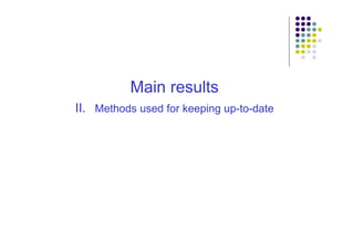 Main results
II. Methods used for keeping up-to-date
 