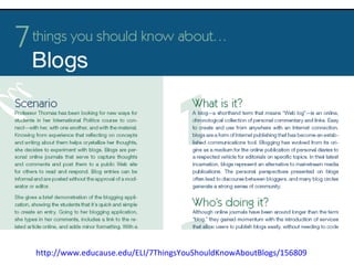 http://www.educause.edu/ELI/7ThingsYouShouldKnowAboutBlogs/156809   