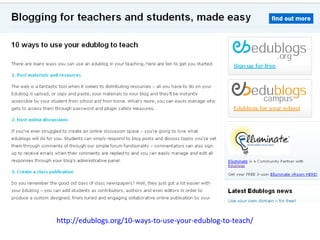 http://edublogs.org/10-ways-to-use-your-edublog-to-teach/   