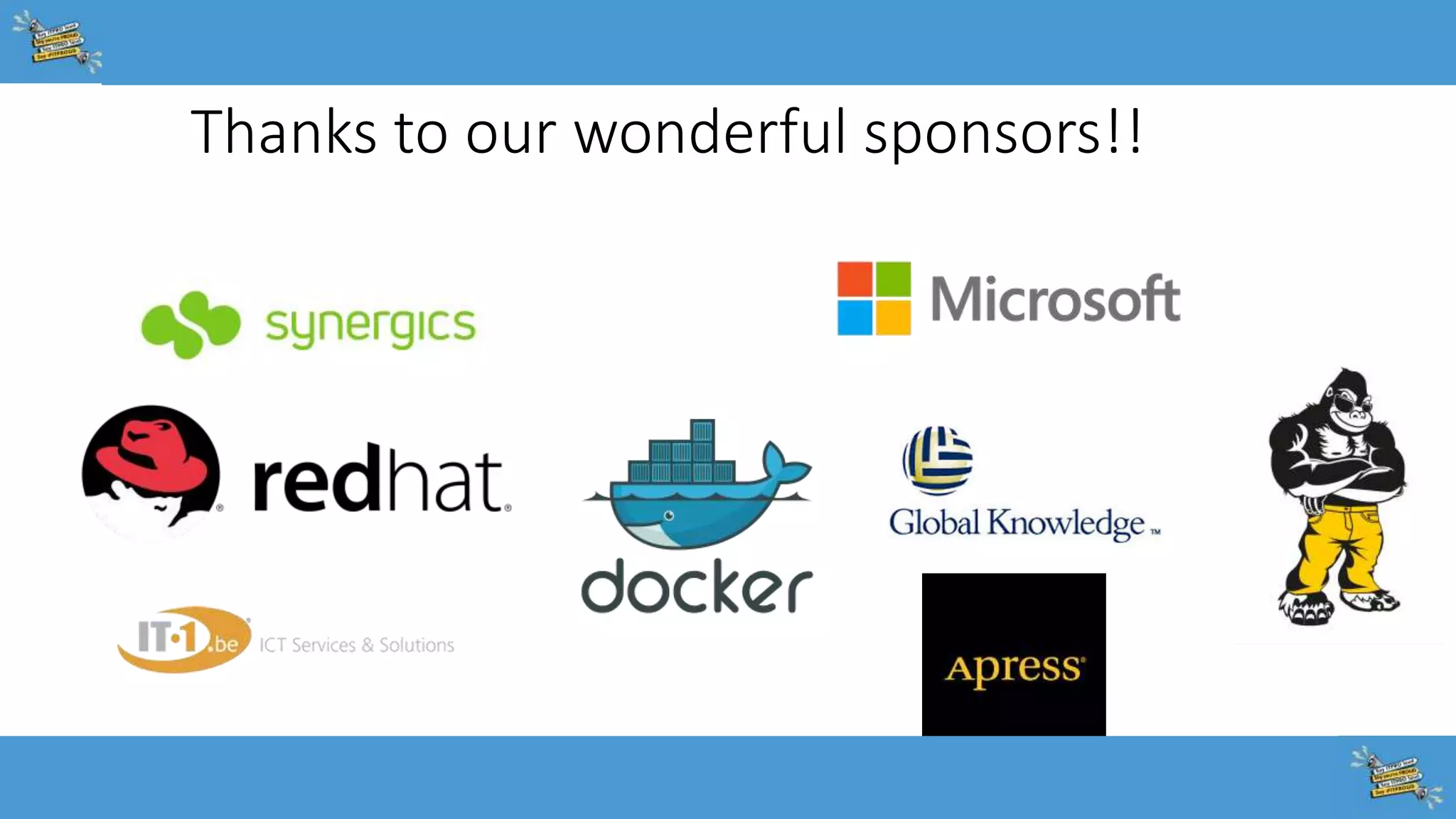 Thanks to our wonderful sponsors!!