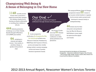 2012-2013 Annual Report, Newcomer Women’s Services Toronto
 