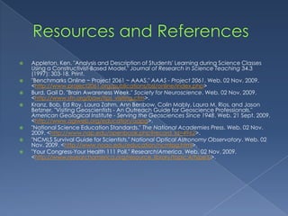 Need ideas?Google your topic and lesson plansYou will find lots of ideas, beware that while there are lots of great lesson ideas on the Internet, there are also some not so great onesCheck the following websites:http://www.thinkfinity.org/http://www.pbs.org/teachers/http://www.science-house.org/learn/index.htmlhttp://www.teachersdomain.org/