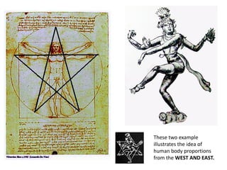 These two example 
illustrates the idea of 
human body proportions 
from the WEST AND EAST.
 