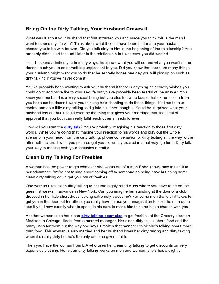 Bring On The Dirty Talking Your Husband Craves It