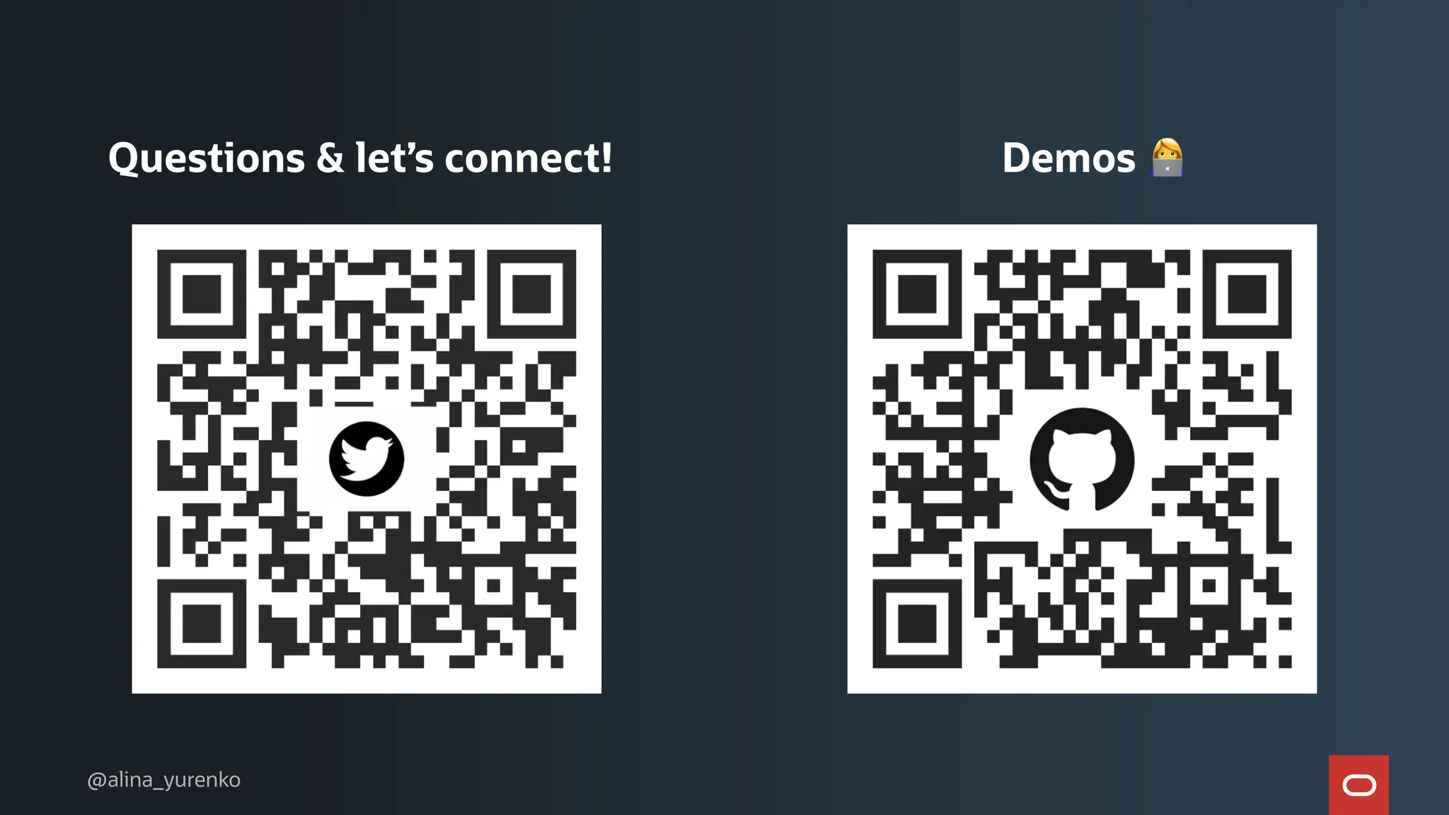 Questions & let’s connect! Demos 👩💻
@alina_yurenko
 