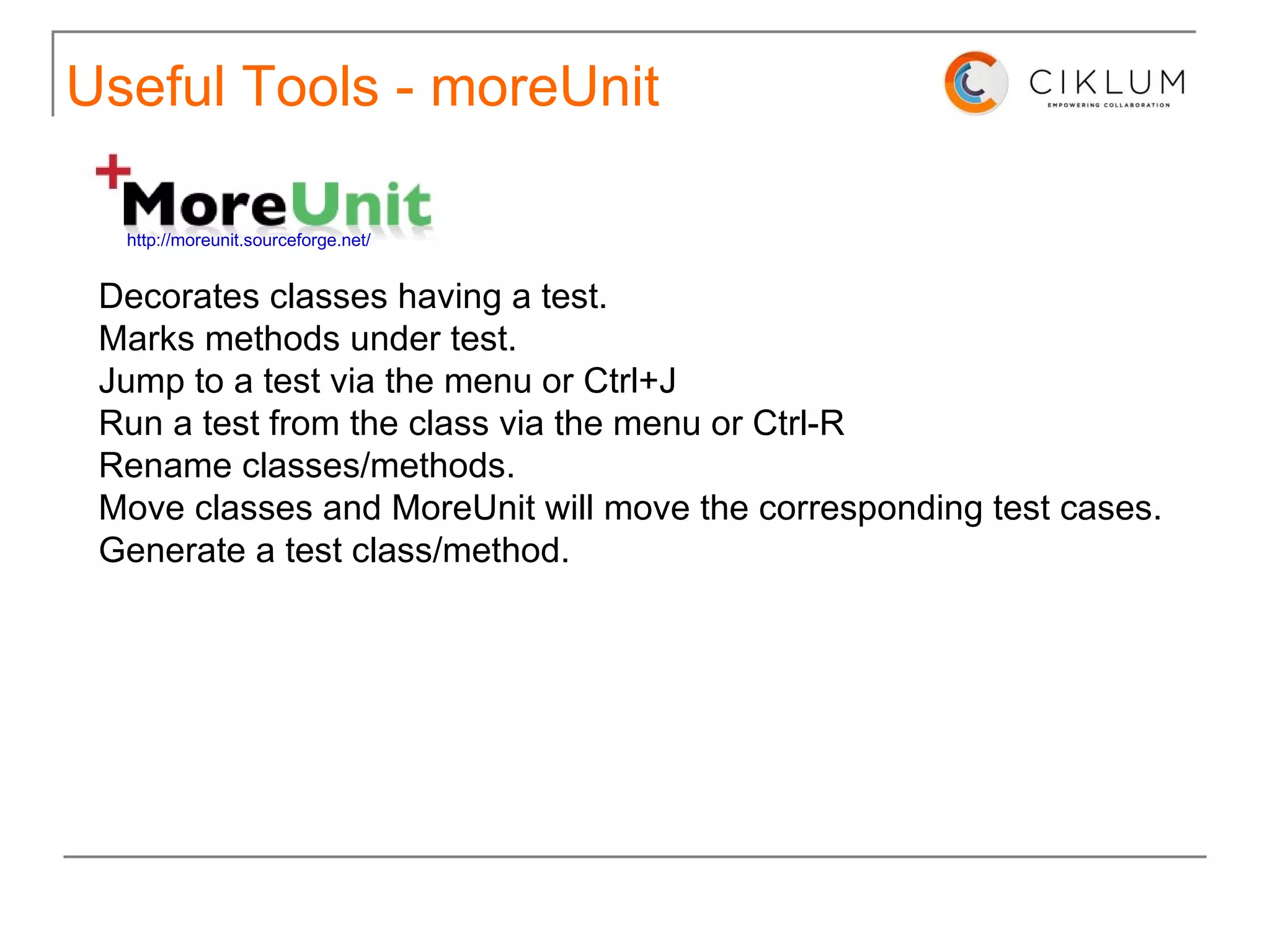 Useful Libraries - guava-libraries Example 3: Collections2 List < Integer > integers = ... Collection < String > results; results =  Collections2 . transform (integers, new  Function < Integer ,  String >() { public  String apply(Integer input) { return  Integer.toString(input*2); } }); Collection < Integer > evens; evens =  Collections2 . filter (integers, new  Predicate < Integer >() { public  boolean apply( Integer  input) { return  0 == input % 2; } }); 
