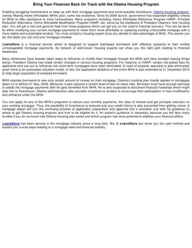 Obama Housing Plan Qualifications Picture#97 Obama Housing Plan Qualifications