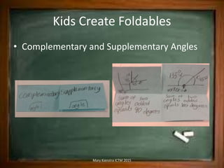 Kids Create Foldables
• Complementary and Supplementary Angles
Mary Kienstra ICTM 2015
 