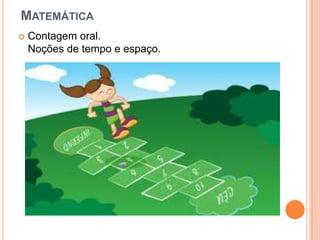 Desenvolvimento:Cantigas de roda.Confecção de petecas.Brincadeiras (estátua, amarelinha, danças  das cadeiras,pique- escondeetc.)