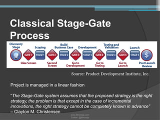 Classical Stage-Gate
Process


                               Source: Product Development Institute, Inc.

Project is mana...